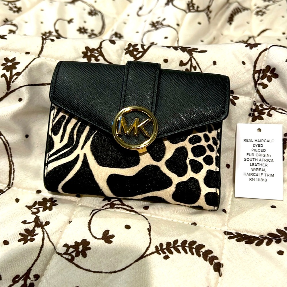 Michael Kors calf hair cow print wallet
